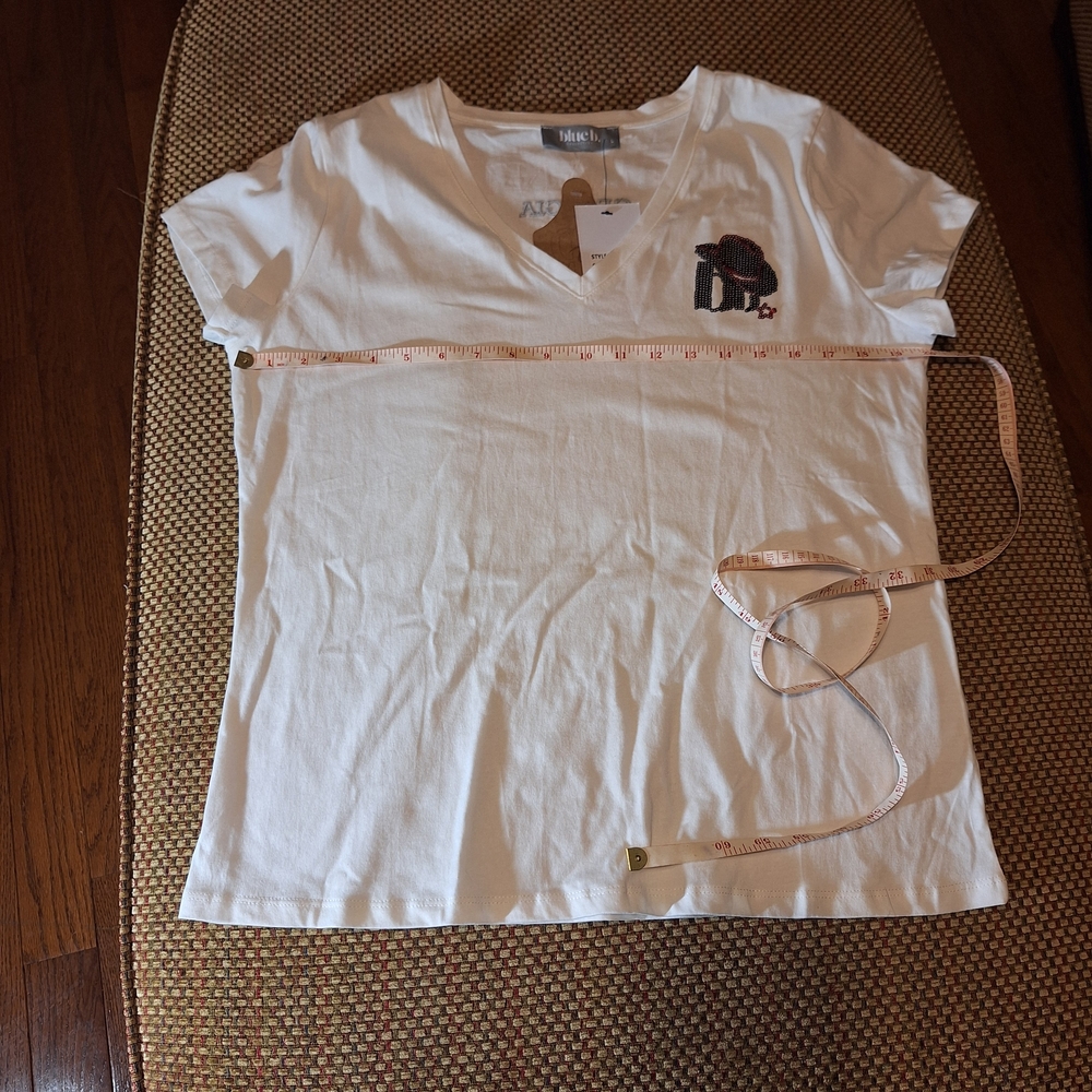 Blue B Collection Women's White Short Sleeve Tee With Vibrant Sequin & Fringe - Picture 7 of 15